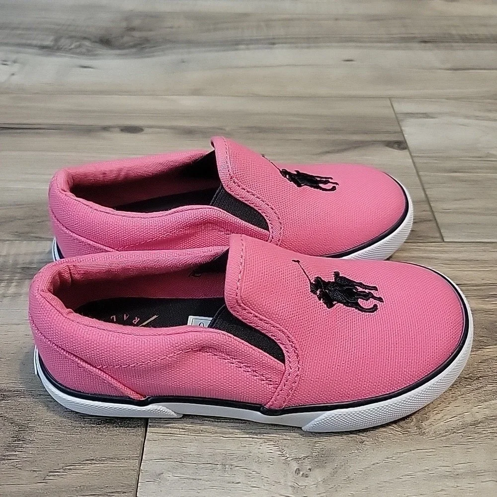 Polo Ralph Lauren Toddler‎ Keaton Slip-On Polo Player Pink Casual Shoes 10 NEW
